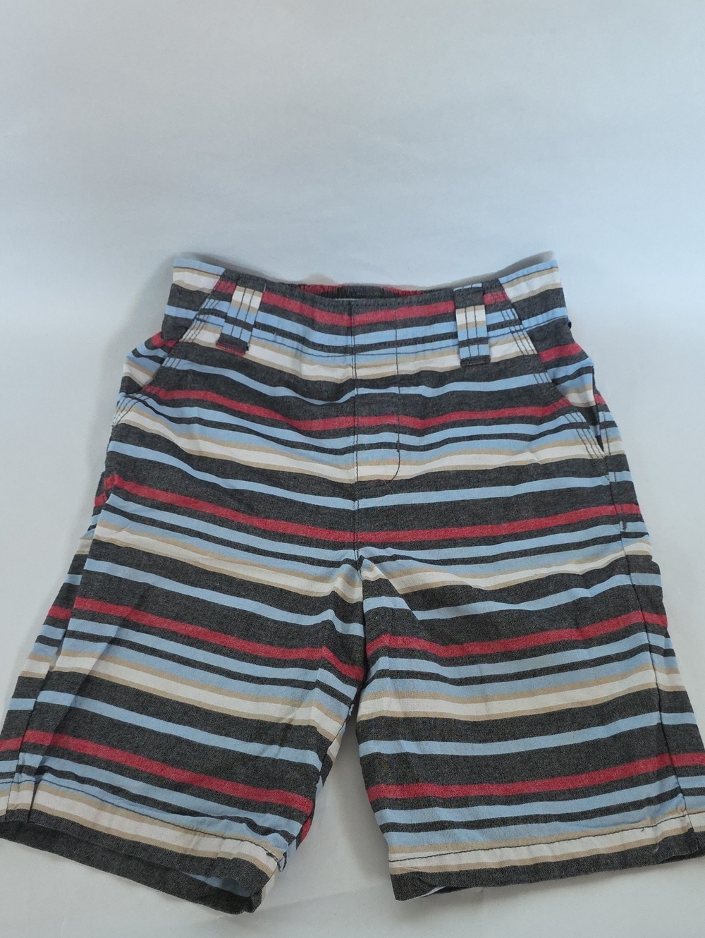 Striped Kids Shorts in Gray, Blue & Red